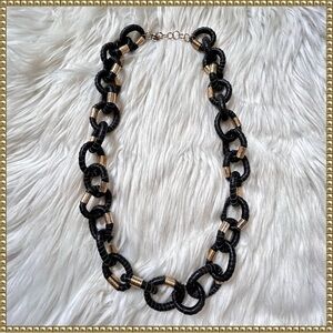 Artizan by Keren Black Gold Leather Chain Link Necklace